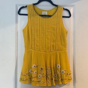 Anthropologie Maeve yellow beaded top